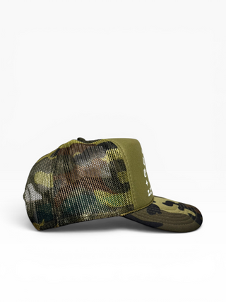 Gold Dogs Live Free Two Tone Woods Camo Trucker Hat