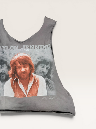 Waylon Jennings Chop Shop Cropped Muscle Tank