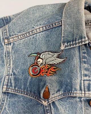 Biker Skull with Wings Patch
