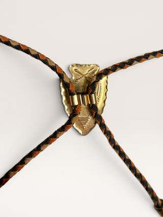 Vintage Brass Arrowhead and Red Glass Cabochon Bolo Tie