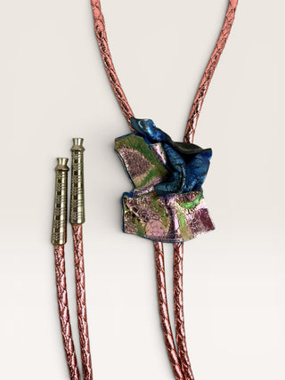 Pink and Blue Abstract Bolo Tie