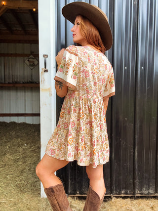 In Bloom Mini Dress Natural