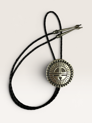 Vintage Sterling Silver Hopi Sunface Metal Bolo Tie