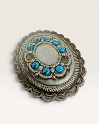 Decorative Turquoise Oval Metal Belt Buckle