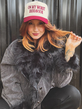 On My Worst Behavior Trucker Hat