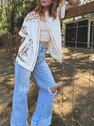 Mojave Linen Button Up Button Blouse