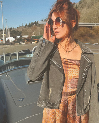 After Party Denim Moto Jacket