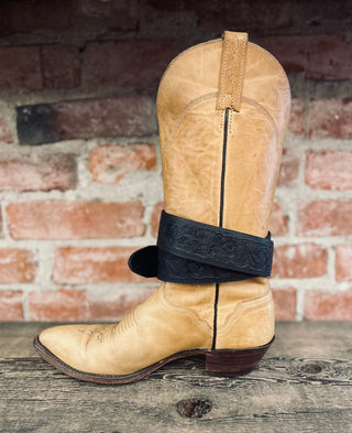 Black Western Roses Leather 1 1/2" Belt