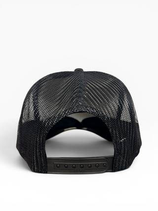 Gold Dogs Live Free Black Chrome Trucker Hat