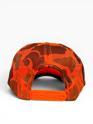 Gold Dogs Live Free Orange/Blue Camo Trucker Hat