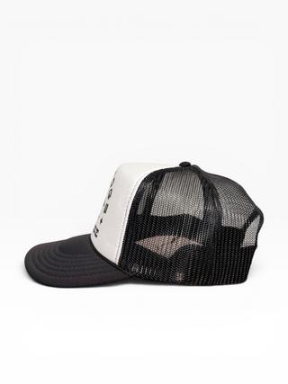 Gold Dogs Live Free Black/White Trucker hat