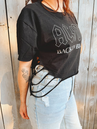 AC/DC Back in Black Cropped Chop Shop Side Distressing T-Shirt