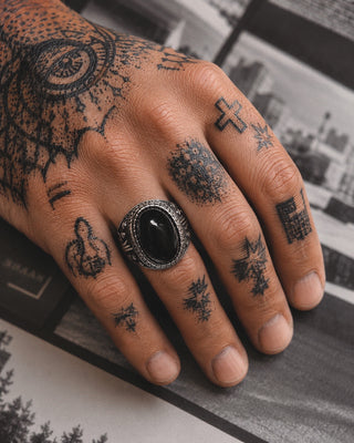 Black Stone Biker Ring