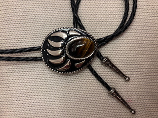 Tigers Eye Bear Claw Bolo Tie
