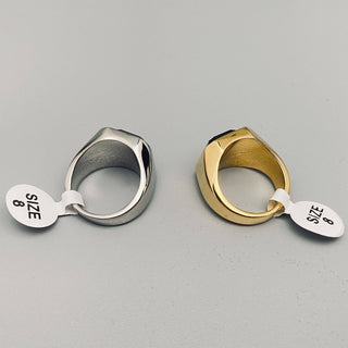 Black Agate Stone Men's Titanium Steel Biker Ring