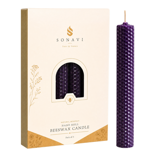 Purple Beeswax Candle Stick 8”