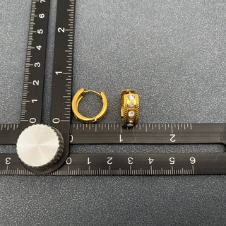 18k Gold Cruiser Stone Inlaid Earrings