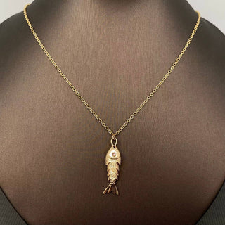 18k Gold Plated Swinging Fish Necklace