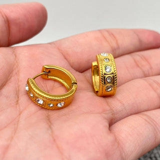 18k Gold Cruiser Stone Inlaid Earrings