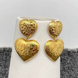 18k Gold Annie Double Heart Earrings